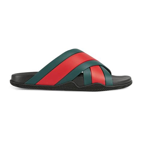 gucci red white and blue slides|Gucci web slide black rubber.